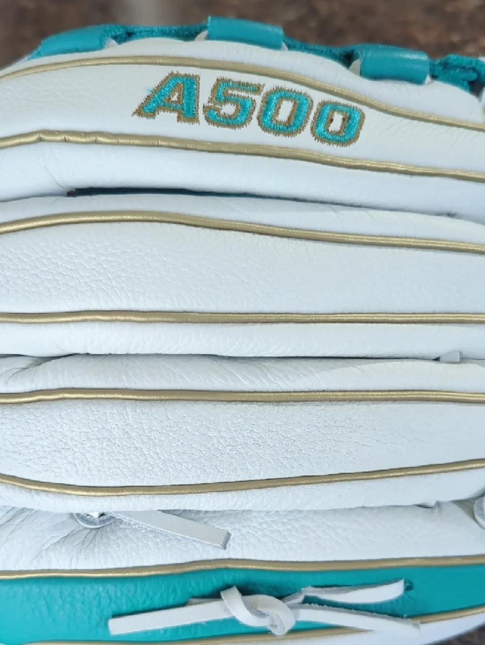 Wilson Teal, White and Gold Baseball Glove - Picture 4 of 9